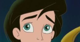 Melody from The Little Mermaid II showing determination while holding a trident, with a concerned expression on her face.