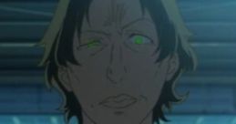Mysterious character with green eyes and horns, set against a city backdrop, evokes intrigue in "Miss Kobayashi's Dragon Maid.