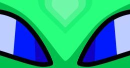 Cheerful green character with blue eyes and a big smile, perfect for adding fun to any cooking theme, like eggs on the pan!