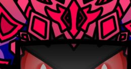 Vibrant digital art featuring a masked character with striking red and black colors, evoking a sense of mystery and intensity.