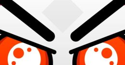 Stylized character with intense orange eyes and bold expression, perfect for promoting fun at "Pizza at the Place!"