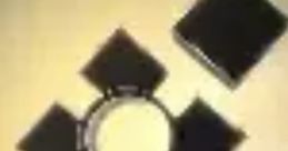 Black squares arranged around a circular object, representing Anomidae's unique morphology and structure.