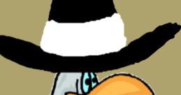 Race announcer Scratch the Chicken, wearing a cowboy hat, excitedly comments at a lively event.