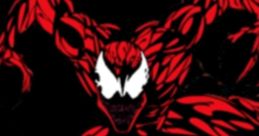 Dynamic portrayal of Carnage, featuring red and black symbiotic design and iconic white eyes, embodying chaos and power.
