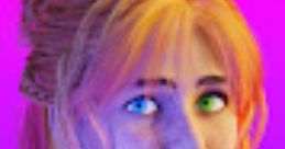 3D animated character with colorful hair, expressing a thoughtful emotion, inspired by the concept of Her Story.
