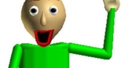 Baldi character in green attire, holding a ruler, waving, popular in Baldi You Are Mine game. Fun and quirky design!