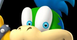 Larry Koopa, a vibrant character with blue spiky hair and a playful expression, wields his signature wand confidently.