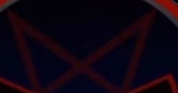 Mysterious dark emblem with red accents, featuring haunting eyes and a pentagram backdrop, evoking eerie mountain fogs.