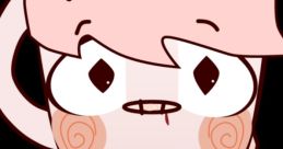 Cute Mugie character from Incredibox Menibox, featuring a joyful expression with a pink cup and orange scarf.