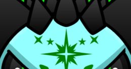 Vibrant cartoon character inspired by "Dear Obidient," featuring sharp teeth and green star accents against a dark background.