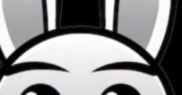 Stylized cartoon rabbit face with bold features, symbolizing curiosity as the adventure begins. Fun character expression.