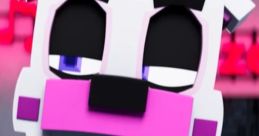 Funtime Freddy en estilo 3D, con detalles en rosa y negro, muestra su rostro amigable y aspecto juguetón.