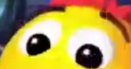 Happy, animated yellow character with bright eyes and a cheerful expression, showcasing playful energy and joy.