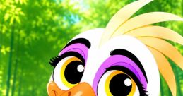 Aya the Great Egret smiles brightly in a lush forest, embodying charm and wisdom as "The Fluent Advisor.