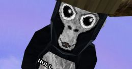 Pixelated gorilla character wearing a "NULL" badge, floating against a blue sky backdrop in a playful art style.