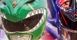 Green Ranger ready for battle with powerful stance, iconic helmet, and vibrant costume, capturing the essence of Power Rangers.