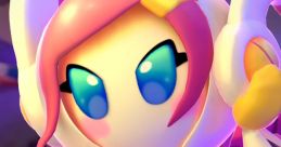 Colorful animated character with pink hair and blue eyes, embodying the spirit of a good bestie in a playful scene.