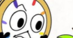Colorful animated clock character in a suit, expressing surprise, showcasing creativity and fun in design themes.