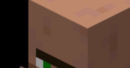 Villager Minecraft character close-up with brown skin, green eyes, and a distinct nose, set against a black background.