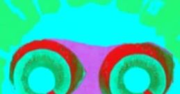 Colorful abstract design featuring an expressive face with large eyes and a wide smile, inspired by Pinocchio Cookie.