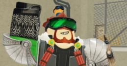Roblox character in green armor showcasing Annihilator design with unique accessories and cheerful expression.
