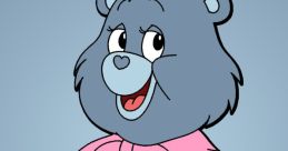 Grams Bear, a beloved character by Pauline Rennie, features a pink bow and rose design, exuding warmth and cheerfulness.