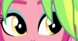 Lemon Zest from MLP:EG with vibrant green hair and a cheerful expression, wearing headphones and a stylish outfit.