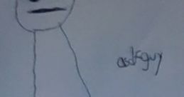 Drawing of asdfguy from ASDFMovie, featuring a simple character design with a blank expression and basic features.
