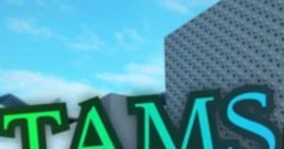 Colorful OWATAMSATE text displayed in a vibrant digital environment with building elements and a clear blue sky.