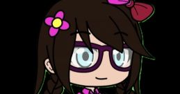 Chibi character design of Sophia Dyer in a pink outfit with braids and accessories, showcasing vibrant colors and style.