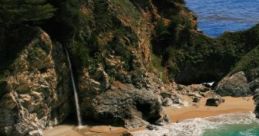 Hidden Bay With Waterfall: Beach Waterfall The "Hidden Bay With Waterfall: Beach Waterfall" cape features the calming of a