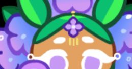 Hydrangea Cookie from Cookie Run Kingdom, dressed in elegant pastel attire, with vibrant floral accessories.