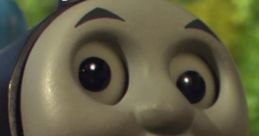 Close-up of Thomas the Tank Engine from Thomas & Friends US (2004-2015), displaying a friendly smile and expressive eyes.