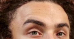 Close-up portrait of a person with curly hair and striking green eyes, representing Kwebblekop's unique style and persona.