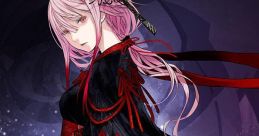 Anime character with pink hair, wearing a dramatic black dress with red accents, embodying an "Egoist" aesthetic.