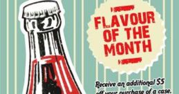 Retro Dr Pepper advertisement showcasing unique bottles and a special $5 discount on a case purchase. Flavour of the month!