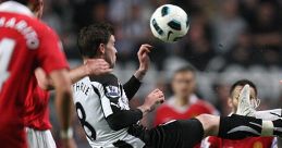 Newcastle United FC player in action, showcasing skill in a match, highlighting iconic football club songs and moments.