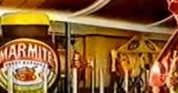 Marmite advertisement featuring a giant jar outside a vibrant convenience store, showcasing brand's quirky charm.