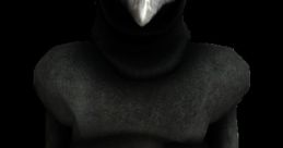 Sinister SCP character in a dark hooded robe with a pale beaked mask and bloodied hands, evoking fear and mystery.