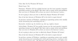 XP Error