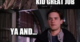 Dialogue from a popular meme where one character praises another, humorously suggesting a promotion to "customer.