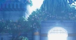 Serene entrance to a celestial garden, with lush flowers and soft light leading to a heavenly sanctuary.