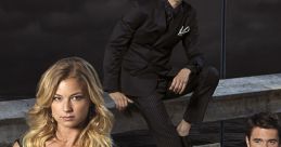 Main characters from the drama series "Revenge," showcasing themes of betrayal, secrets, and justice on a dark backdrop.
