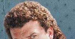 Kenny Powers from Eastbound & Down, showcasing his iconic mullet and intense expression against a blue background.