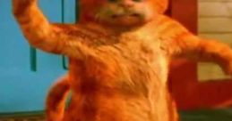 Playful orange cat character dancing happily, showcasing a fun and lively atmosphere perfect for children's entertainment.
