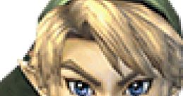 Link from Super Smash Bros. Brawl features his iconic green tunic and piercing blue eyes, showcasing a determined expression.
