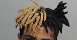 Mugshot of XXXTentacion with unique two-tone dreadlocks and visible tattoos, reflecting his controversial public image.