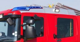 Bright red fire engine with emergency lights and a ladder, showcasing essential firefighting equipment for emergency response.