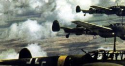 Messerschmitt 110 aircraft flying in formation above clouds during World War II, showcasing German military aviation.