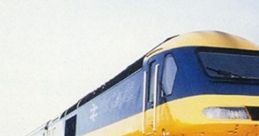 British Rail High Speed Train (Inter-City 125) showcasing its iconic yellow and blue exterior on the tracks.